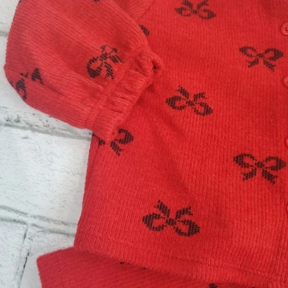 0-3 M Red and Black Bow Cardigan Pant Set Unisex Kids Clothes Matching Holiday - Picture 8 of 11
